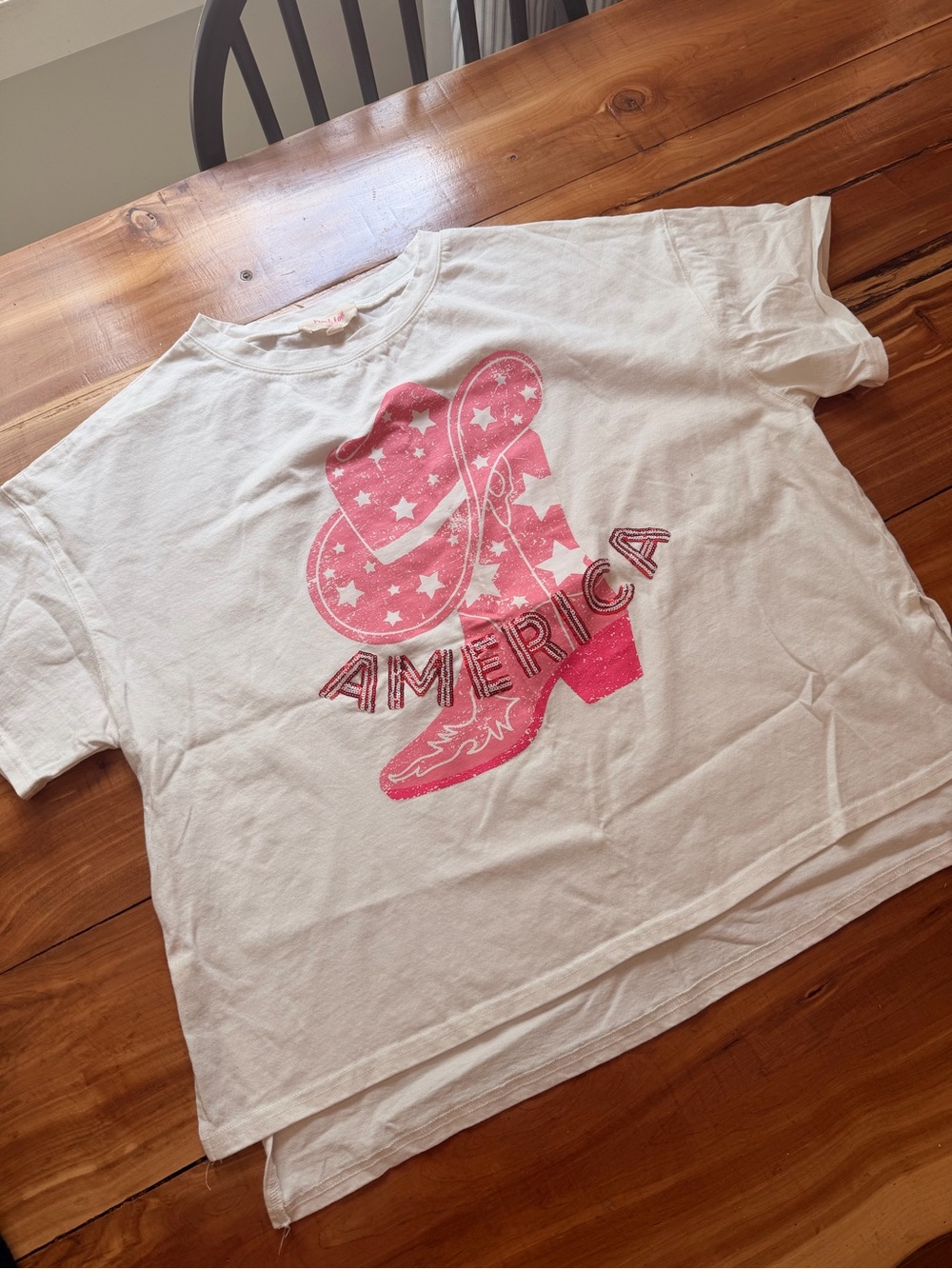 Peach Love America Tee, Size Medium, Like New Cute! 🇺🇸🎀🤠